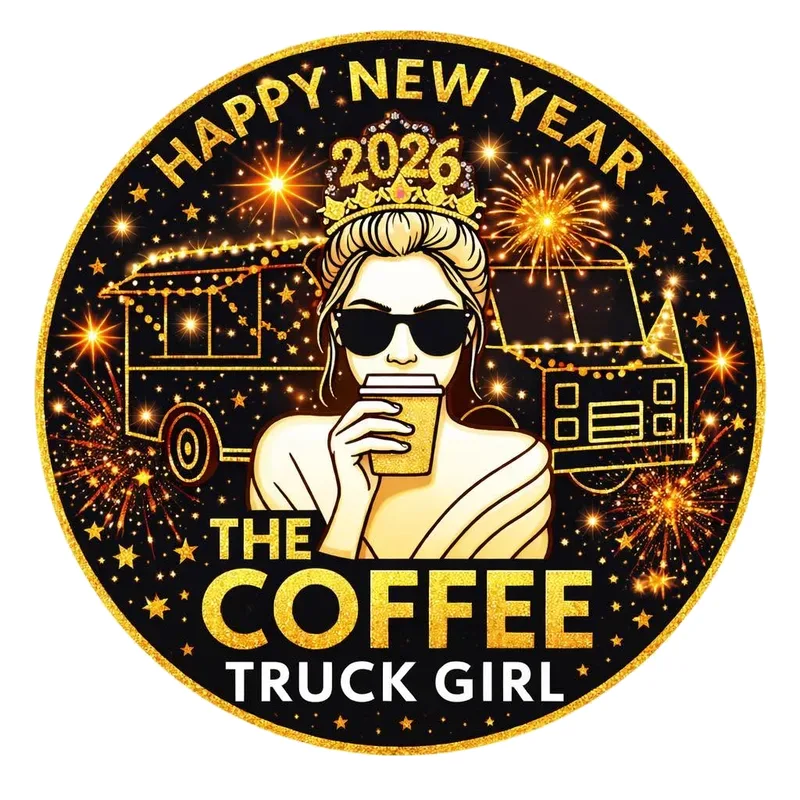 The Coffee Truck Girl New Year's logo with fireworks